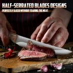 DRAGON RIOT Steak Knives Set of 8, Ultra Sharp Steak Knife Set Japanese VG-10 Stainless Steel Serrated Steak Knives Full Tang Wood Handle with Gift Box