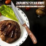 DRAGON RIOT Steak Knives Set of 8, Ultra Sharp Steak Knife Set Japanese VG-10 Stainless Steel Serrated Steak Knives Full Tang Wood Handle with Gift Box