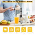 1000W 6-in-1 Immersion Blender Handheld, 12 Speed Hand Blender with 600ml Mixing Beaker, 500ml Chopper, 304 Stainless Steel Blades, Whisk, Milk Frother For Soup, Smoothie, Sauce, Pureel