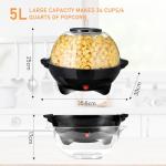 TLGREEN 6 Quart Popcorn Machine, Stir Crazy Popcorn Popper Machine, Electric Hot Oil Popcorn Maker Machine, with Nonstick Plate & Stirring Rod, Large Lid for Serving Bowl. (Black)