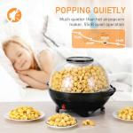 TLGREEN 6 Quart Popcorn Machine, Stir Crazy Popcorn Popper Machine, Electric Hot Oil Popcorn Maker Machine, with Nonstick Plate & Stirring Rod, Large Lid for Serving Bowl. (Black)