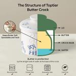 Toptier Butter Crock for Counter With Water Line, On Demand Spreadable Butter, Ceramic Butter Keeper to Leave On Counter, French Butter Dish with Lid (Greedy Cat War)