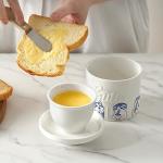 Toptier Butter Crock for Counter With Water Line, On Demand Spreadable Butter, Ceramic Butter Keeper to Leave On Counter, French Butter Dish with Lid (Greedy Cat War)