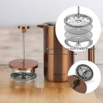 Highwin 8-Cup Double Wall Insulated Stainless Steel French Coffee Press, 32-Ounce Durable Coffee Tea Maker with Stainless Steel Plunger, Copper