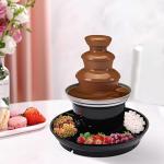 Electric Chocolate Fountain, 3 Tier Chocolate Fondue Machine with 5Forks, 40W Fuente De Chocolate, Small Chocolate Fountain Machine for Parties, Melts Cheese, Candy, Dip Strawberry, fruit, Vegetable