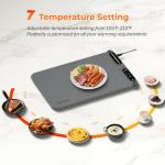 Firelex Food Warming Mat for Buffet, Silicone Plateful Food Warming Mat with Timer & 7-Temp Settings, 8s Fast Heat, keep food warm for Party, family dinners, Thanksgiving & Christmas Gift, Gray