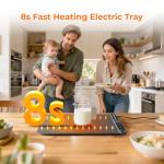 Firelex Food Warming Mat for Buffet, Silicone Plateful Food Warming Mat with Timer & 7-Temp Settings, 8s Fast Heat, keep food warm for Party, family dinners, Thanksgiving & Christmas Gift, Gray