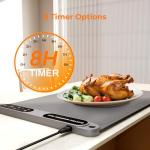 Firelex Food Warming Mat for Buffet, Silicone Plateful Food Warming Mat with Timer & 7-Temp Settings, 8s Fast Heat, keep food warm for Party, family dinners, Thanksgiving & Christmas Gift, Gray