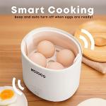 Mojoco Rapid Egg Cooker - Mini Egg Cooker for Steamed, Hard Boiled, Soft Boiled Eggs and Onsen Tamago - Electric Egg Boiler for Home Kitchen, Dorm Use - Smart Egg Maker with Auto Shut OFF and Alarm