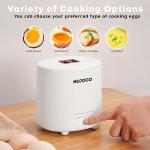 Mojoco Rapid Egg Cooker - Mini Egg Cooker for Steamed, Hard Boiled, Soft Boiled Eggs and Onsen Tamago - Electric Egg Boiler for Home Kitchen, Dorm Use - Smart Egg Maker with Auto Shut OFF and Alarm