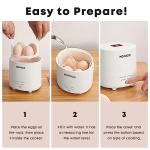 Mojoco Rapid Egg Cooker - Mini Egg Cooker for Steamed, Hard Boiled, Soft Boiled Eggs and Onsen Tamago - Electric Egg Boiler for Home Kitchen, Dorm Use - Smart Egg Maker with Auto Shut OFF and Alarm