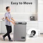 LifePlus Chest Freezer, 4.2 Cubic Feet Small Deep Freezers Top Door with Removable Basket, 7 Temperature Control Energy Saving, Compact Freezer for Home Kitchen Office Dorm Apartment Indoor Use, Grey