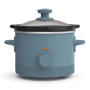bella 1.5 Qt Slow Cooker with 3 Heat Manual Control, Ceramic Nonstick Coating, Dishwasher Safe Stoneware Pot and Tempered Glass Lid, Tangle Free Cord Wrap & Cool Touch Handles, Surf