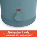 bella 1.5 Qt Slow Cooker with 3 Heat Manual Control, Ceramic Nonstick Coating, Dishwasher Safe Stoneware Pot and Tempered Glass Lid, Tangle Free Cord Wrap & Cool Touch Handles, Surf