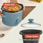 bella 1.5 Qt Slow Cooker with 3 Heat Manual Control, Ceramic Nonstick Coating, Dishwasher Safe Stoneware Pot and Tempered Glass Lid, Tangle Free Cord Wrap & Cool Touch Handles, Surf