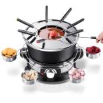 CUSIMAX Electric Fondue Set with 1300W Power Temperature Control for Cheese,Chocolate,Oil and Broth, 2L Non-Stick Electric Fondue Pot with 8 pcs Forks,6 pcs Cups and Removable Anti-Scald Handle