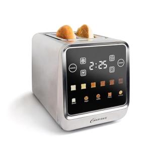 Inspirex Touch Screen Toaster - 2 Slice Extra-Wide Slots - 5 Bread Type and 6 Browning Levels - Defrost, Reheat, Favorite, Single Slot Settings - Stainless Steel