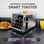 Inspirex Touch Screen Toaster - 2 Slice Extra-Wide Slots - 5 Bread Type and 6 Browning Levels - Defrost, Reheat, Favorite, Single Slot Settings - Stainless Steel
