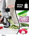Joined Rotary Cheese Grater with Handle - Mandoline Slicer with 3 Stainless Steel Drum Blades-Vegetable Slicer Walnuts Grinder Cheese Shredder Round Mandoline with Peeler