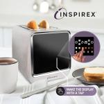 Inspirex Touch Screen Toaster - 2 Slice Extra-Wide Slots - 5 Bread Type and 6 Browning Levels - Defrost, Reheat, Favorite, Single Slot Settings - Stainless Steel