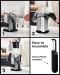 Joined Rotary Cheese Grater with Handle - Mandoline Slicer with 3 Stainless Steel Drum Blades-Vegetable Slicer Walnuts Grinder Cheese Shredder Round Mandoline with Peeler
