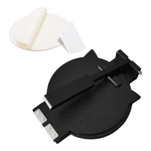 Wooden Tortilla Press - 10 Inch Bamboo Tortilla Maker with 50 Parchment Paper & Dough Cutter, Homemade Mexican Prensa Para Tortillas Dough Press for Burritos, Taco, Roti (Black)