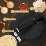 Wooden Tortilla Press - 10 Inch Bamboo Tortilla Maker with 50 Parchment Paper & Dough Cutter, Homemade Mexican Prensa Para Tortillas Dough Press for Burritos, Taco, Roti (Black)