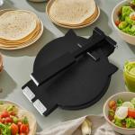 Wooden Tortilla Press - 10 Inch Bamboo Tortilla Maker with 50 Parchment Paper & Dough Cutter, Homemade Mexican Prensa Para Tortillas Dough Press for Burritos, Taco, Roti (Black)