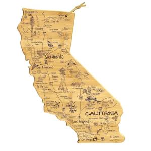 Totally Bamboo Destination California State Shaped Cutting Board, Charcuterie and Cheese Serving Board – California Gift for Home Décor or Everyday Kitchen Use