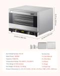 VEVOR Commercial Convection Oven, 47L/43Qt, Half-Size Conventional Oven Countertop, 1600W 4-Tier Toaster w/Front Glass Door, Electric Baking Oven w/Trays Wire Racks Clip Gloves, 120V