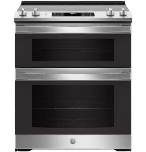 30 in. 5 Burner Element Slide-in Double Oven Electric Range in Stainless Steel with True Convection