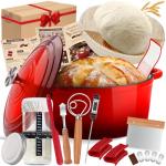 Enameled Cast Iron Dutch Oven Pot with Lid, Incl. Sourdough Bread Baking Supplies Like Banneton Bread Proofing Basket, Starter Jar, Scoring Tool Lame, 5QT Dutch Oven for Bread Baking, Oven Safe up to 500°F