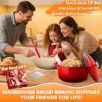 Enameled Cast Iron Dutch Oven Pot with Lid, Incl. Sourdough Bread Baking Supplies Like Banneton Bread Proofing Basket, Starter Jar, Scoring Tool Lame, 5QT Dutch Oven for Bread Baking, Oven Safe up to 500°F
