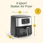 Cuisinart Air Fryer, 6-Quart Basket Large Fryer with 5 Cooking Functions to Roast, Bake, Broil, Air Fry and Keep Warm, 5 Airfryer Presets, Dishwasher-Safe Parts, AIR-200, Stainless Steel & Black