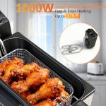 CATTLEMAN CUISINE Immersion Deep Fryer with Basket, 1600W, 3L Small Deep Fryer with Timer Control, Fryer Pot for Home Use, Temperature Control, Lid with Viewing Window, Stainless Steel Electric Fryer