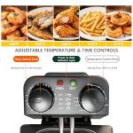 CATTLEMAN CUISINE Immersion Deep Fryer with Basket, 1600W, 3L Small Deep Fryer with Timer Control, Fryer Pot for Home Use, Temperature Control, Lid with Viewing Window, Stainless Steel Electric Fryer