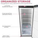 Frigidaire 10 Cu. Ft. Upright Convertible Fridge/Freezer, Reversible Door, Removable Glass Shelves, Adjustable Controls, Platinum Finish