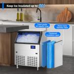 Coolake Commercial Ice Maker Machine 320lbs/24H with 120lbs Storage, Stainless Steel Under Counter Freestanding Ice Maker, Water Filter Reduce Scale up to 99% for Home Bar Restaurant, ETL Approval