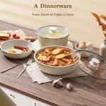 SODAY 15Pcs Pots and Pans Set Non Stick, Cookware Sets with Detachable Handle, Nonstick RV Kitchen Cooking Tools Removable Handles, Oven Safe, Induction Fast, Stackable Induction Cookware, White