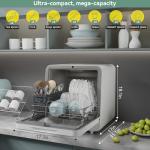 magicplux Portable Dishwasher, Countertop Dishwasher with Color Screen, 5 Place Settings & 8 Washing Programs, Mini Dishwashers, 3 Spray Arms with 5 L Built-in Water Tank