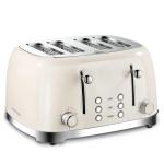 4 Slice Toaster Roter Mond Retro Stainless Steel with Bagel Defrost Cancel Function, 6 Browning Settings, Extre Wide Slot and Removable Crumb Tray, Cream, ST033