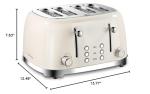 4 Slice Toaster Roter Mond Retro Stainless Steel with Bagel Defrost Cancel Function, 6 Browning Settings, Extre Wide Slot and Removable Crumb Tray, Cream, ST033