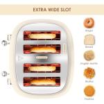 4 Slice Toaster Roter Mond Retro Stainless Steel with Bagel Defrost Cancel Function, 6 Browning Settings, Extre Wide Slot and Removable Crumb Tray, Cream, ST033