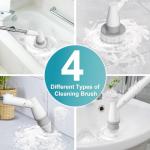 Ultrean Spin Brush, Cordless Electric Spin Scrubber with 4 Replaceable Brush Heads Adjustable Extension Handle, 2 Speed Shower Scrubber for Cleaning Bathroom, Tile, Floor, Tub