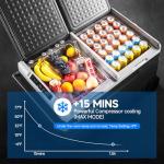 BODEGACOOLER 12 Volt Car Refrigerator, 100 Quart Portable Freezer, Car Fridge Dual Zone WIFI APP Control, -4℉-68℉ Cooler, 12/24V DC and 100-240V AC, for Travel, Camping, Outdoor,RV, black