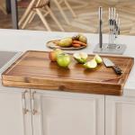 TIDITA Acacia Wood Cutting Board and Chopping Board with Handle for Meat, Cheese Board, Vegetables, Bread, and Charcuterie Board - Wooden Serving Board for Kitchen, Dining Room (24" x 18")
