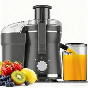 Juicer Machines, CafeGrace Centrifugal Juicer Extractor with Wide Mouth 3” Feed Chute for Vegetable and Fruit, Juice Extractor with 3 Speeds Quick Juicing, 500W Motor, Easy to Clean, BPA-Free, Gray