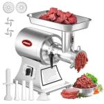 ARINOO Commercial Meat Grinder #12C, 0.9HP Heavy Duty Stainless Steel Industrial Meat Mincer w/2 Blades & Meat Pusher,Electric Meat Grinders for large batches home butchering, or small farm processing