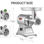 ARINOO Commercial Meat Grinder #12C, 0.9HP Heavy Duty Stainless Steel Industrial Meat Mincer w/2 Blades & Meat Pusher,Electric Meat Grinders for large batches home butchering, or small farm processing