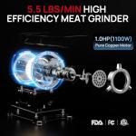 ARINOO Commercial Meat Grinder #12C, 0.9HP Heavy Duty Stainless Steel Industrial Meat Mincer w/2 Blades & Meat Pusher,Electric Meat Grinders for large batches home butchering, or small farm processing